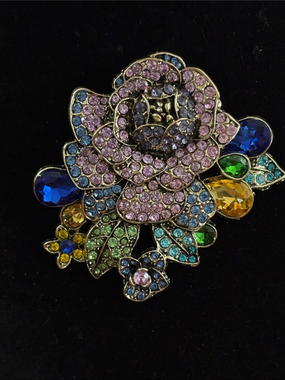 Multicolor Crystal Floral Brooch